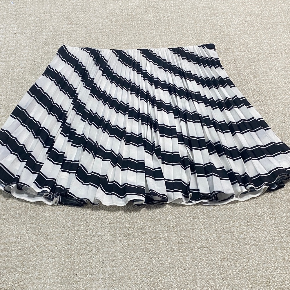 Anthropologie Black and White Striped A-Line Skirt Size 14 - Picture 12 of 13